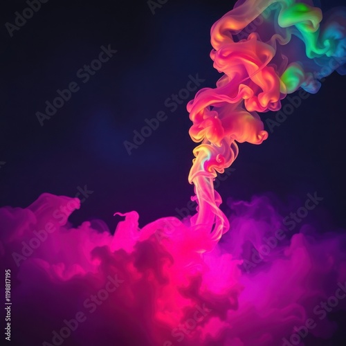 Vibrant Multicolored Smoke Swirls Against Dark Backdrop
