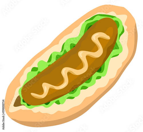 hot dog vector illustration with transparent background