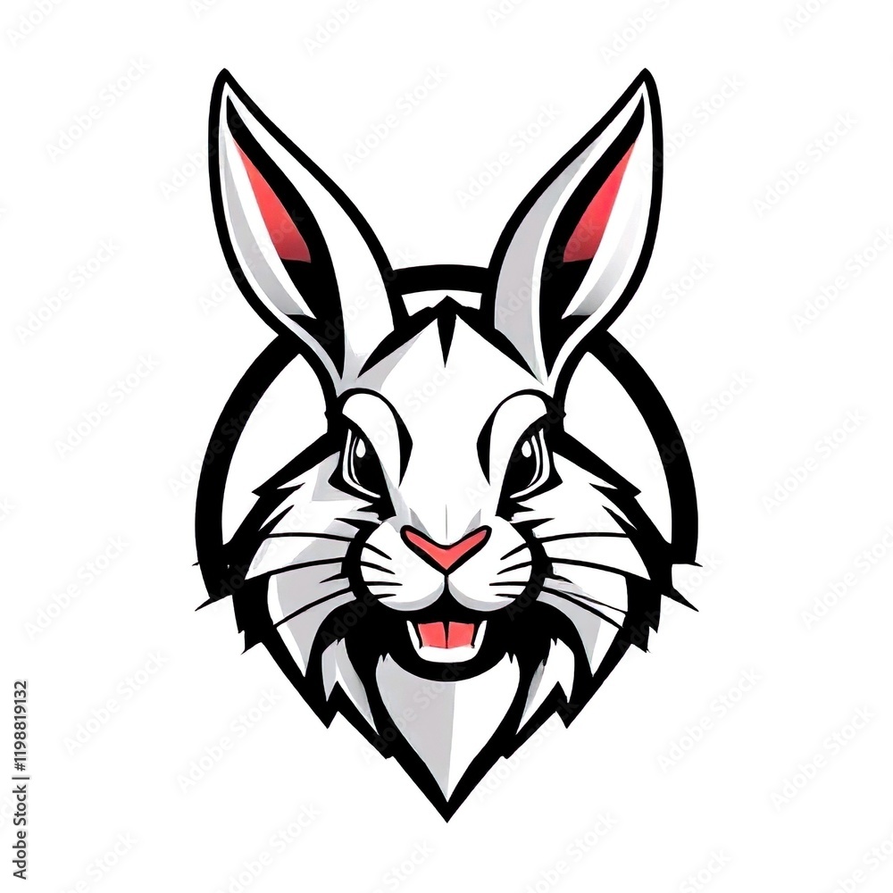 Fototapeta premium Head rabbit gaming gamer logo team e sport , isolated on background