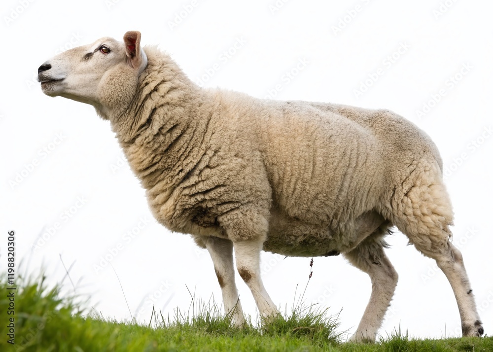 Full-Length Sheep, Isolated on White Background - Farm Animal Stock Photo Full-Length Sheep, Isolated on White Background - Farm Animal Stock Photo