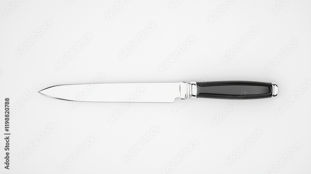 Sharp knife on white surface culinary tools minimalist design Sharp knife on white surface culinary tools minimalist design