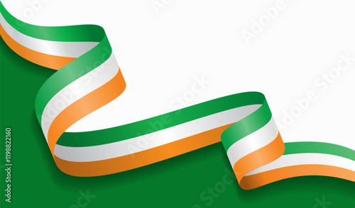 Irish flag wavy abstract background. Vector illustration.