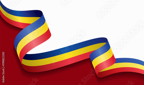 Romanian flag wavy abstract background. Vector illustration.