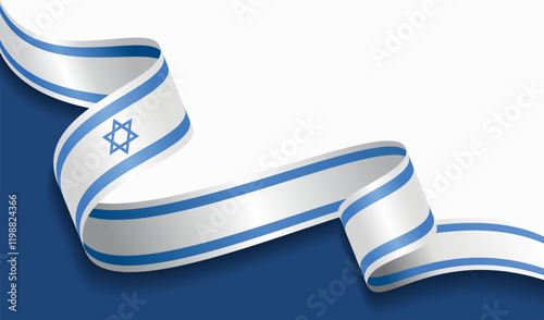 Israeli flag wavy abstract background. Vector illustration.