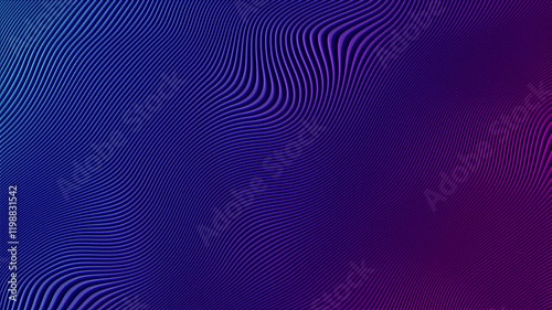Abstract wavy lines animation gradient dark purple and blue background