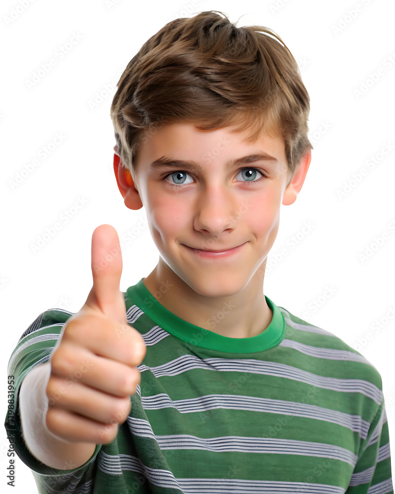 Teenager boy giving thumbs up, isolated on transparent background. Smiling young teen showing gesture of approval Teenager boy giving thumbs up, isolated on transparent background. Smiling young teen showing gesture of approval