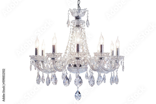 Elegant crystal chandelier illuminating a luxurious dining area in an upscale home setting