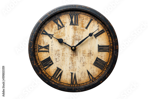 Wallpaper Mural Vintage wall clock with Roman numerals features rustic design and aged appearance for timeless elegance Torontodigital.ca
