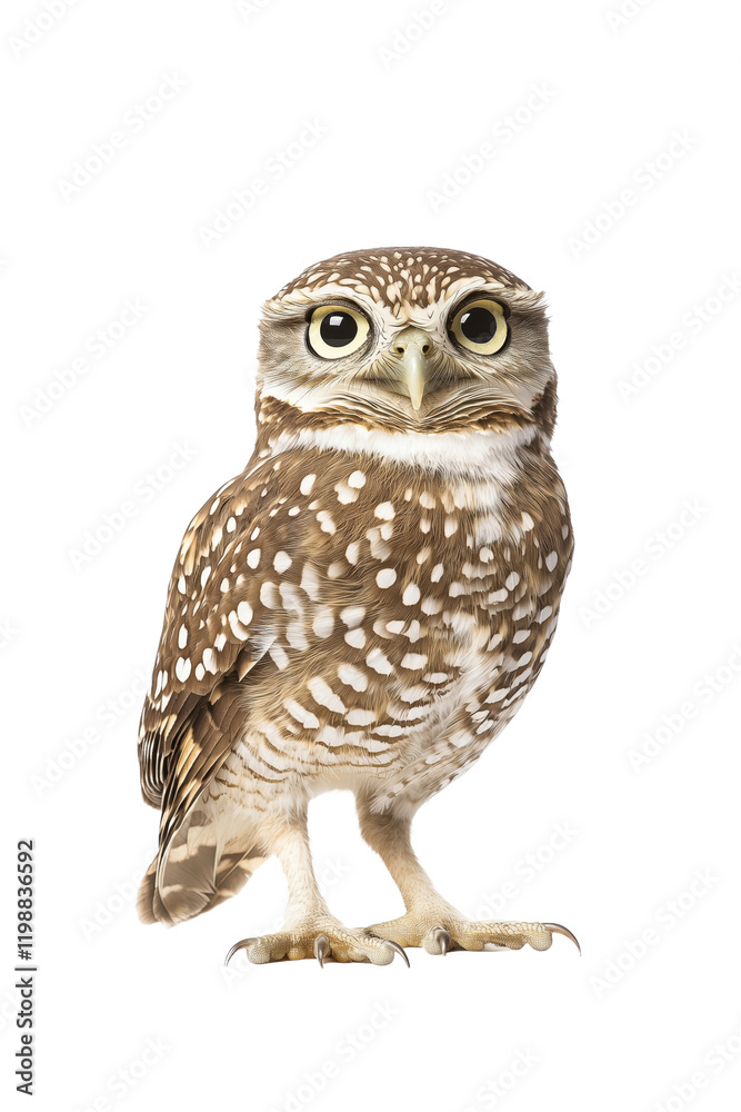 Fototapeta premium an owl, isolated on a transparent background, portrait-oriented, close-up photography