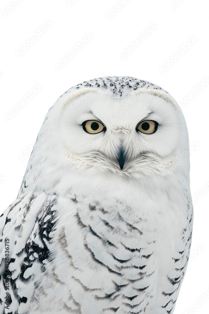 Obraz premium an owl, isolated on a transparent background, portrait-oriented, close-up photography