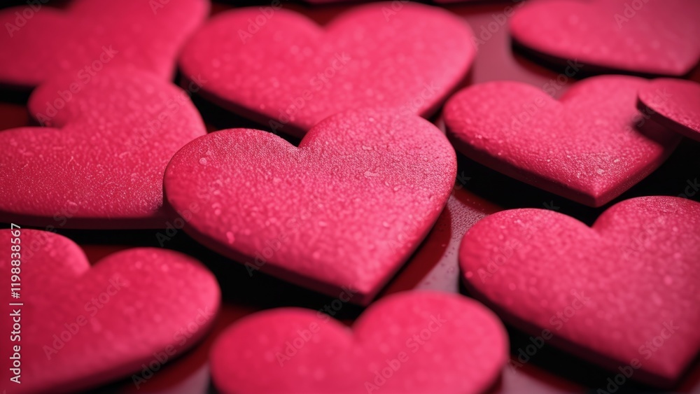 Obraz premium red hearts lie on top of each other