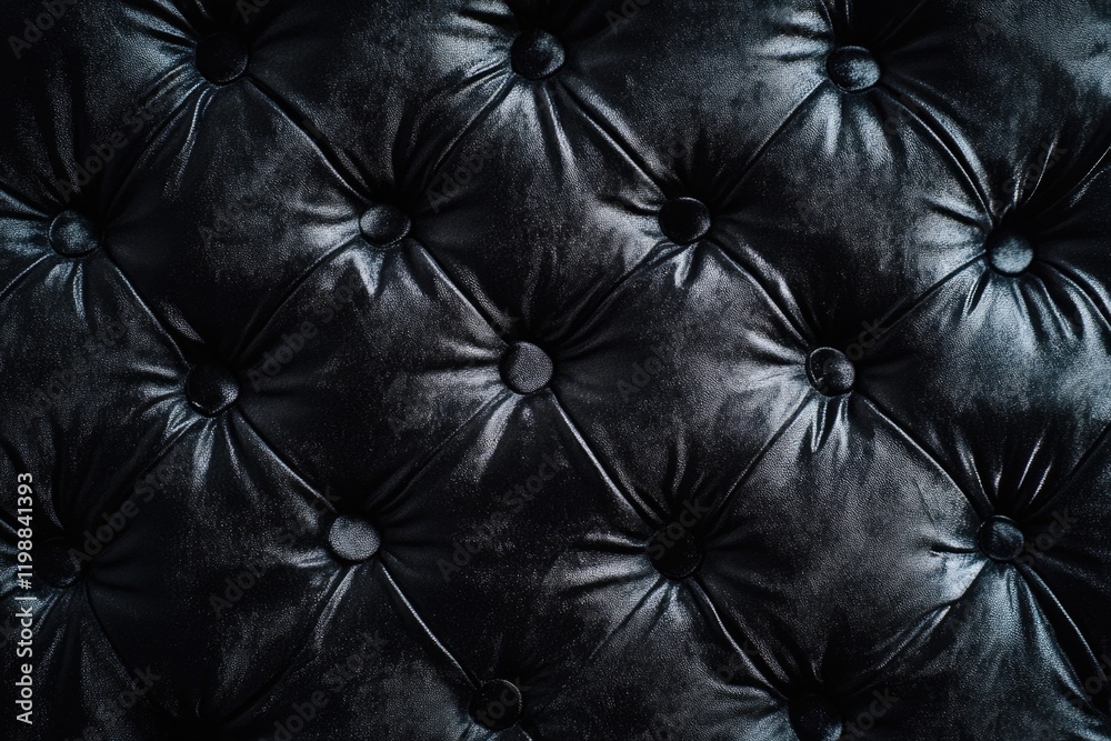 Fototapeta premium Black leather couch close-up