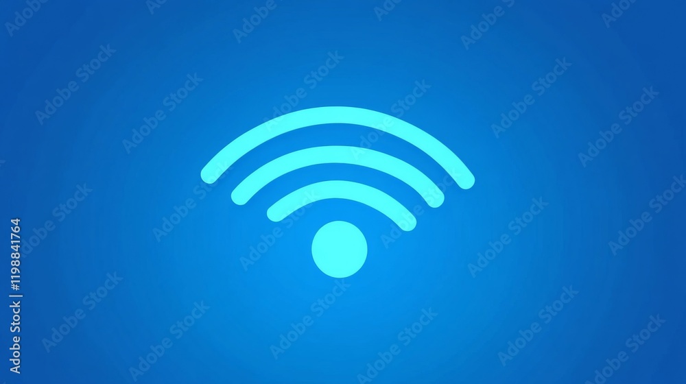 Bright Blue Wifi Signal Icon on a Blue Background Bright Blue Wifi Signal Icon on a Blue Background