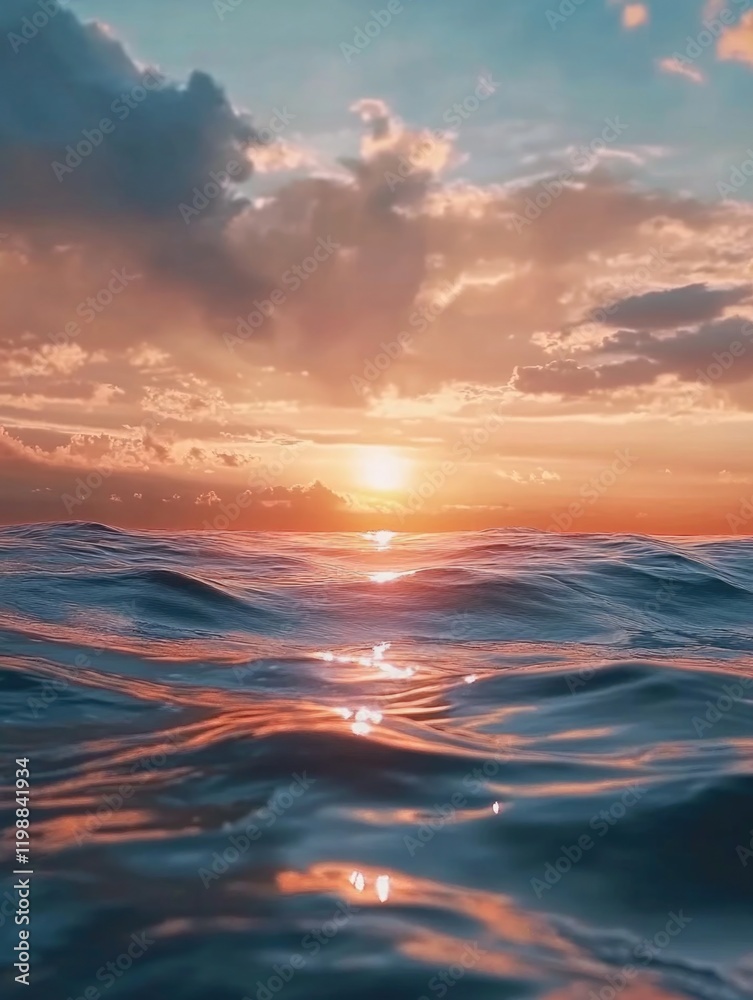 Obraz premium Sunset Over Ocean Waves