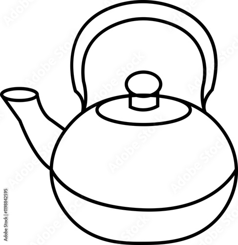 Boiling kettle icon . Hot teapot with steam kitchenware sign flat and line vector isolated on transparent background. Traditional tea kettle for hot beverage or water scrapbooking design