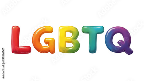 LGBTQ Pride Rainbow Letters Colorful Glossy Bold Alphabet Design photo