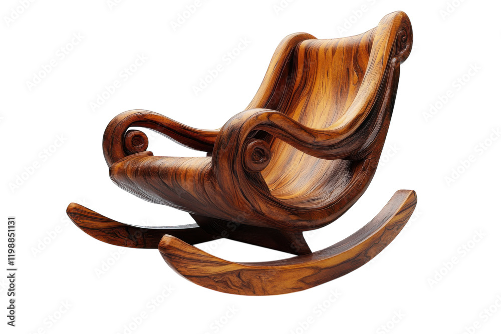 Unique wooden rocking chair with intricate design and smooth finish for cozy relaxation Unique wooden rocking chair with intricate design and smooth finish for cozy relaxation