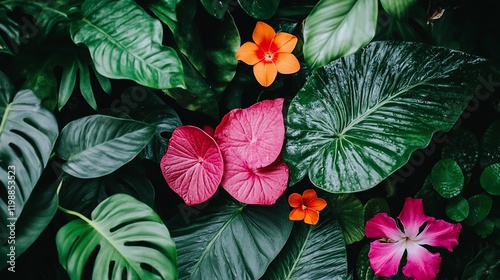 Vibrant Tropical Paradise: A Lush Tapestry of Exotic Flora