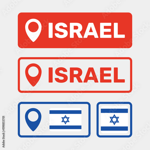 Israel flag icons set, national flag of State of Israel