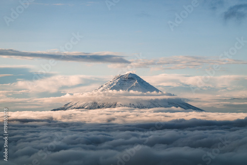 Cotopaxi between layers of clouds photo