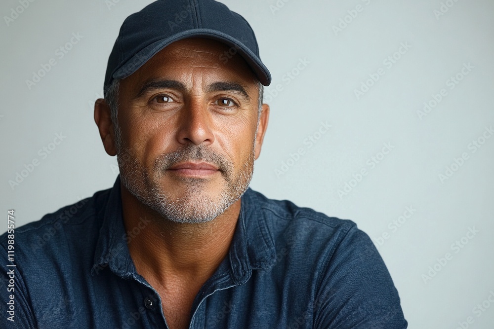 A portrait of a man wearing a cap, showcasing a confident and approachable expression. A portrait of a man wearing a cap, showcasing a confident and approachable expression.