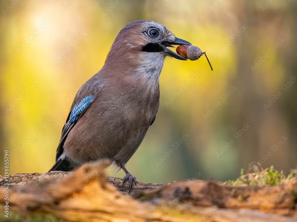 Eurasian Jay with Acorn: Autumnal Forest Portrait Eurasian Jay with Acorn: Autumnal Forest Portrait