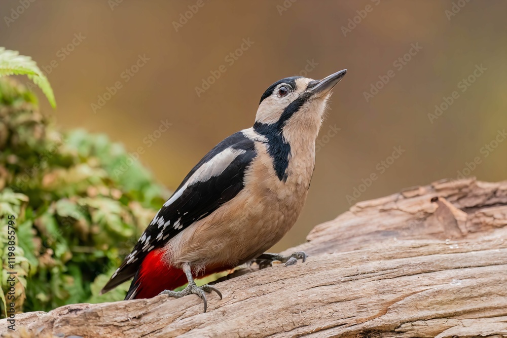 Great Spotted Woodpecker on a Log Great Spotted Woodpecker on a Log