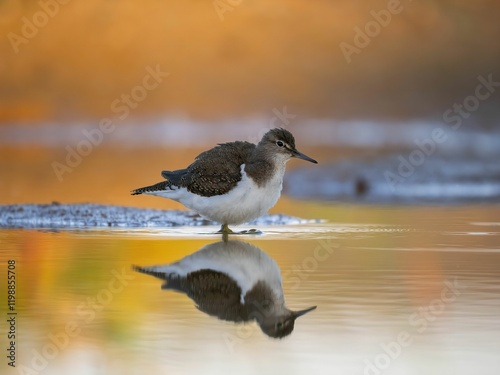 Common Sandpiper at Golden Hour photo