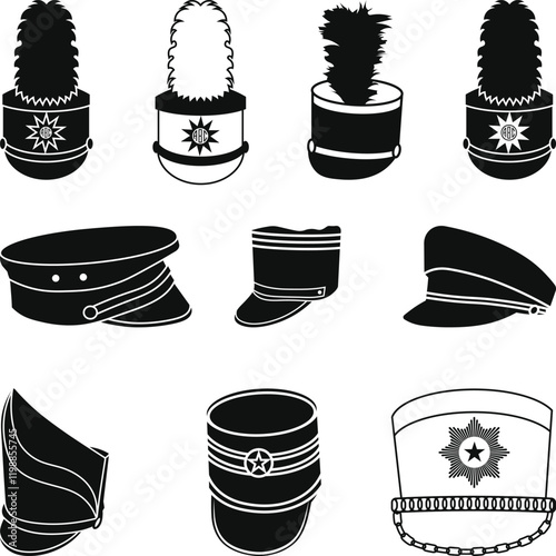 Marching Band Hat SVG Bundle, Hat Band Silhouette, Marching Band Vector Illustration,