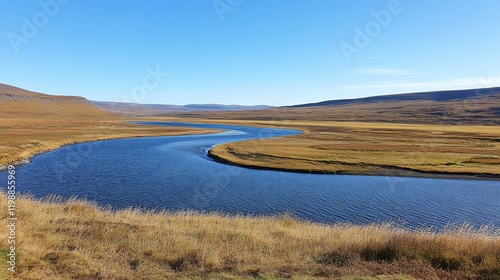 Serene River Landscape in Iceland's Highlands photo