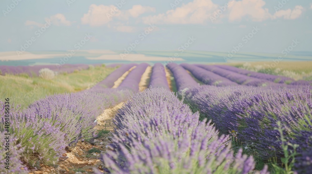 Obraz premium Lavender Field in Full Bloom: A Panoramic View of Serenity