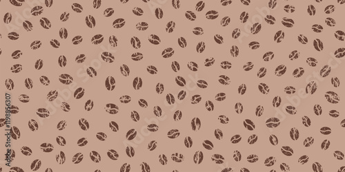 Coffee beans seamless pattern mocha mousse color crayon design. Coffee grain background grunge texture. Abstract simple charcoal drink print. Trendy color 2025 year bg. Pastel vector illustration