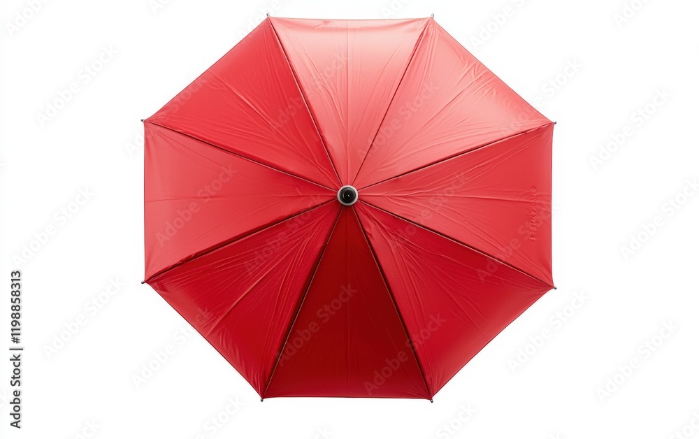Vibrant red umbrella with a sleek design, isolated on a bright white background Vibrant red umbrella with a sleek design, isolated on a bright white background