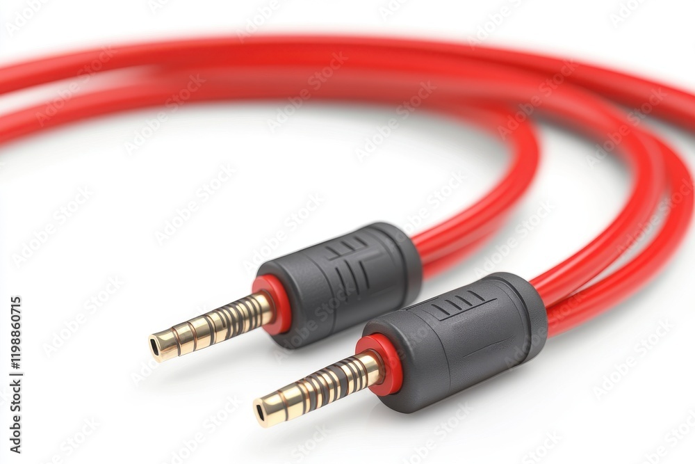 3D Audio Cable Isolated and White Background 3D Audio Cable Isolated and White Background