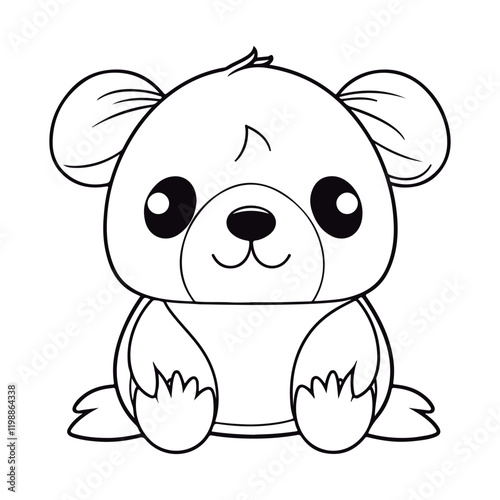 Coloring book for children baby marsupial kawai Black and white vector illustration.