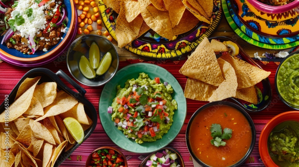 custom made wallpaper toronto digitalVibrant Mexican food spread with guacamole and assorted dishes on table