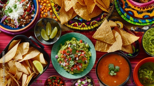 Wallpaper Mural Vibrant Mexican food spread with guacamole and assorted dishes on table Torontodigital.ca