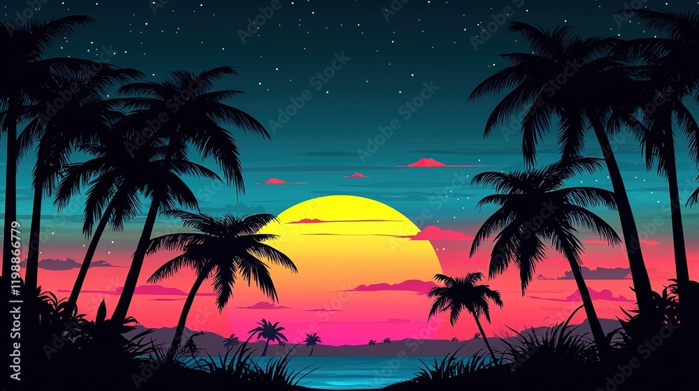 Obraz premium Tropical Sunset Paradise