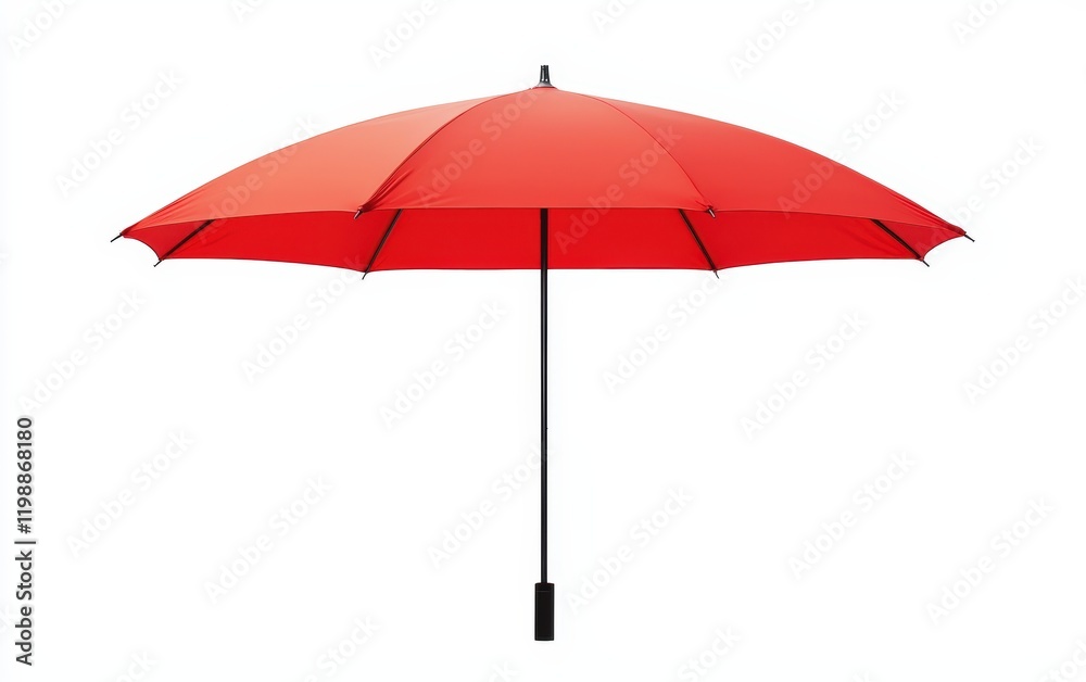 Vibrant red umbrella with a sleek design, isolated on a bright white background Vibrant red umbrella with a sleek design, isolated on a bright white background