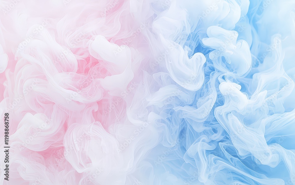 Wispy pastel-colored smoke in soft pink and blue, forming gentle swirls on a white background Wispy pastel-colored smoke in soft pink and blue, forming gentle swirls on a white background