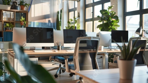 Modern Workstations Featuring Ergonomic Furniture and Advanced Technology