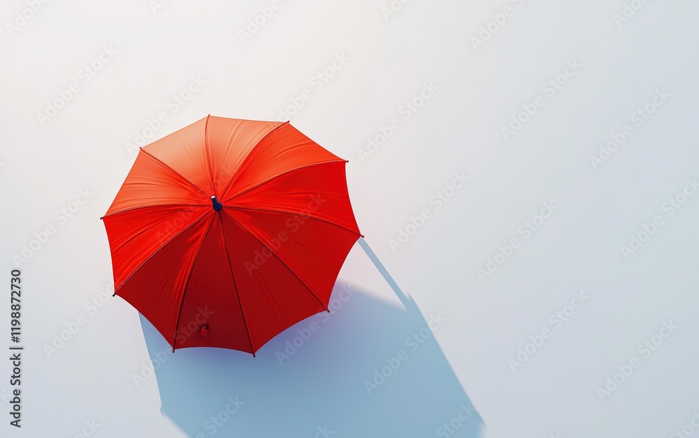Vibrant red umbrella with a sleek design, isolated on a bright white background Vibrant red umbrella with a sleek design, isolated on a bright white background