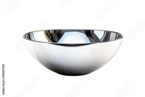 Reflective metal bowl showcasing a sleek design perfect for kitchen and dining use