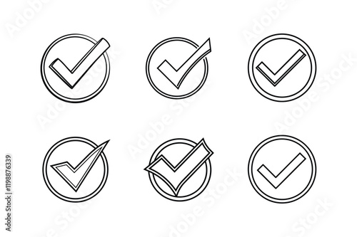 check vector icon line art illustration