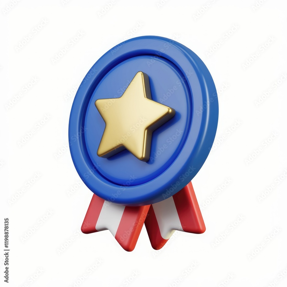 A 3D rendered blue medal with a gold star, signifying achievement or excellence. A 3D rendered blue medal with a gold star, signifying achievement or excellence.