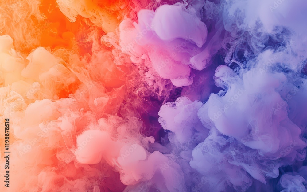 Fototapeta premium Abstract colorful smoke in red, orange, and violet tones floating on a white background