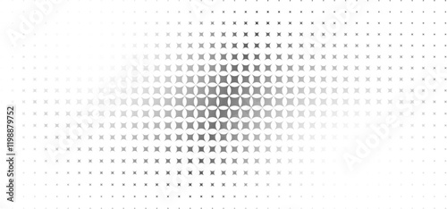 Halftone gradient background with grunge. Grit noise texture with faded edges. Backdrop with pixilated vectors in a retro style Decorative wallpaper with white and black sand noises.