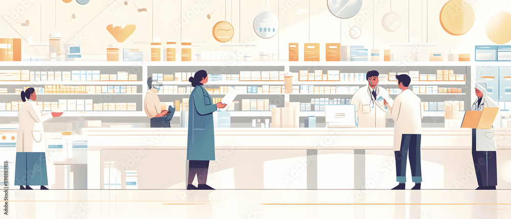 Pharmacists ensuring correct medication dispensing while providing dosage guidance and side effects information - Pharmacists ensuring correct medication dispensing while providing dosage guidance and side effects information -