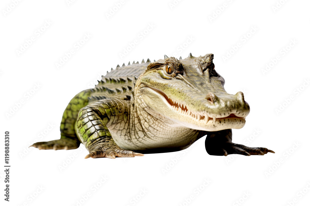 Fototapeta premium big crocodile looking isolated on white