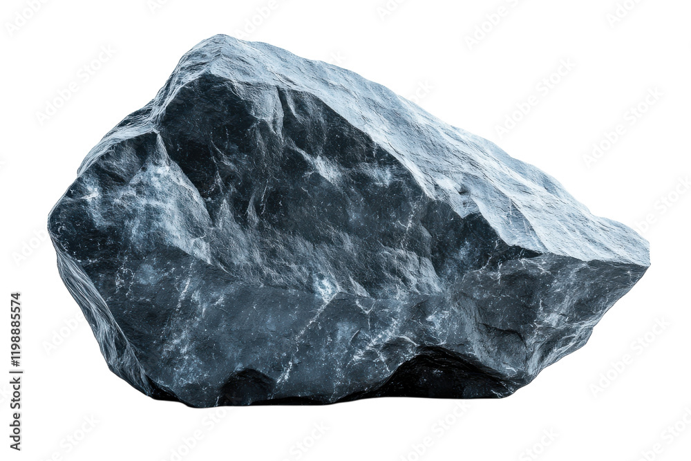 Large piece of dark stone with glossy surface found in natural environment Large piece of dark stone with glossy surface found in natural environment